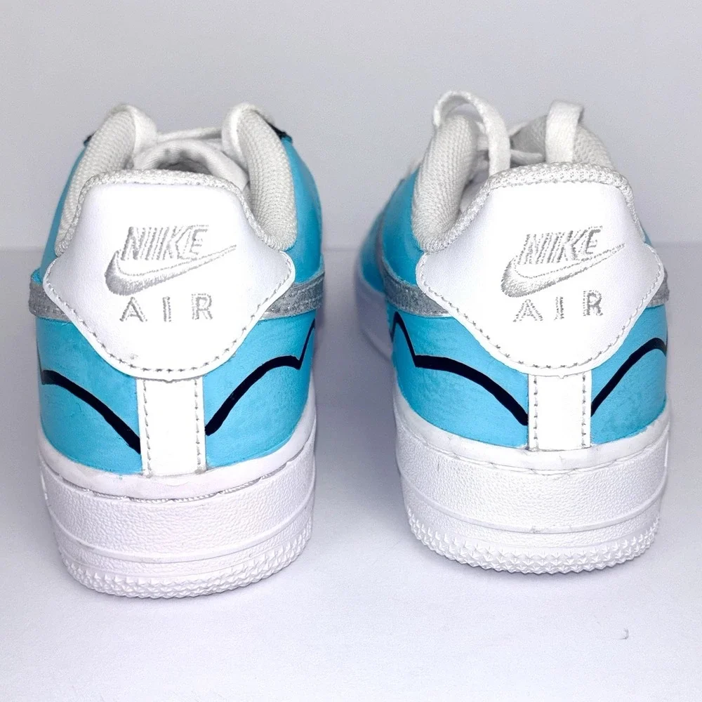 Nike Kids AF 1 Turquoise White Black DH2920 111 Sneakers Shoes Youth 3.5Y Custom